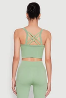 Womens Criss Cross Caged Back Cropped Cami,