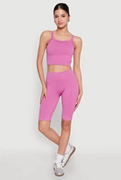 Womens Criss Cross Caged Back Cropped Cami, L-XL