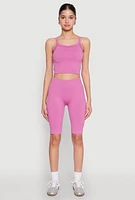 Womens Criss Cross Caged Back Cropped Cami, L-XL