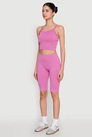 Womens Criss Cross Caged Back Cropped Cami, L-XL