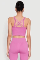 Womens Criss Cross Caged Back Cropped Cami, L-XL