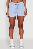 Womens Ribbed Knit Drawstring Shorts,