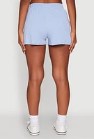 Womens Ribbed Knit Drawstring Shorts,