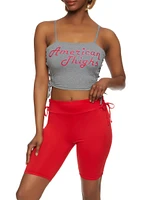 Womens American Thighs Lace Up Side Crop Top, Grey, Size L