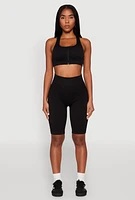Womens Seamless Zip Front Sports Bra, Black, Size S-M