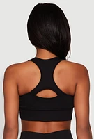Womens Seamless Zip Front Sports Bra, Black, Size S-M