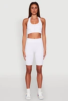 Womens Seamless Zip Front Sports Bra, White,