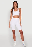Womens Seamless Zip Front Sports Bra, White,
