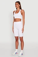 Womens Seamless Zip Front Sports Bra, White,