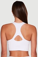 Womens Seamless Zip Front Sports Bra, White,