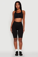 Womens Seamless High Waist Bike Shorts, Black, Size S-M