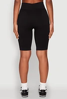 Womens Seamless High Waist Bike Shorts, Black, Size S-M