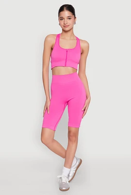 Womens Seamless High Waist Bike Shorts, Pink,