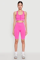 Womens Seamless High Waist Bike Shorts, Pink,