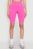 Womens Seamless High Waist Bike Shorts, Pink,