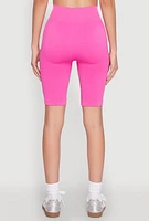 Womens Seamless High Waist Bike Shorts, Pink,