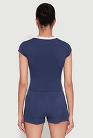 Womens 83 Notch Neck Top, Blue,
