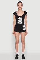 Womens 9 Miami Graphic Top, Black, Size L