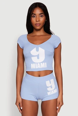Womens 9 Miami Graphic Top,