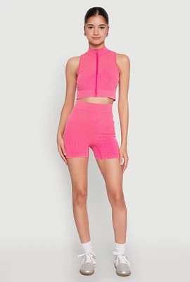 Womens Mineral Wash Seamless Bike Shorts, Pink, Size L-XL