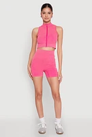 Womens Mineral Wash Seamless Bike Shorts, Pink, Size L-XL