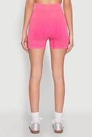 Womens Mineral Wash Seamless Bike Shorts, Pink, Size L-XL