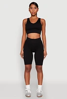 Womens Seamless V Neck Active Crop Top,