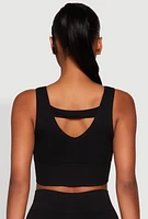 Womens Seamless Cropped Tank Top, Black, Size L-XL