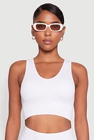 Womens Seamless Cropped Tank Top, White, Size L-XL