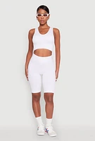 Womens Seamless Cropped Tank Top, White, Size L-XL