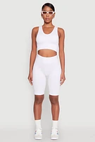 Womens Seamless Cropped Tank Top, White, Size L-XL