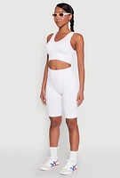 Womens Seamless Cropped Tank Top, White, Size L-XL