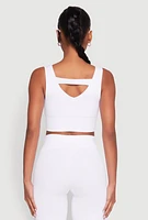 Womens Seamless Cropped Tank Top, White, Size L-XL