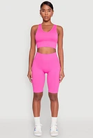 Womens Seamless Cropped Tank Top, Pink, Size L-XL