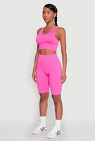 Womens Seamless Cropped Tank Top, Pink, Size L-XL