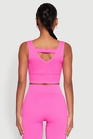 Womens Seamless Cropped Tank Top, Pink, Size L-XL