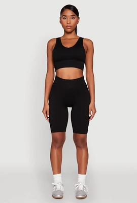 Womens Seamless High Waisted Bike Shorts,