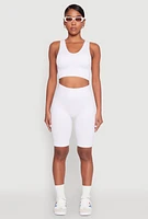 Womens Seamless High Waisted Bike Shorts, White, Size L-XL