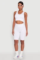 Womens Seamless High Waisted Bike Shorts, White, Size L-XL
