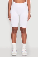 Womens Seamless High Waisted Bike Shorts, White, Size L-XL
