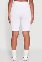 Womens Seamless High Waisted Bike Shorts, White, Size L-XL