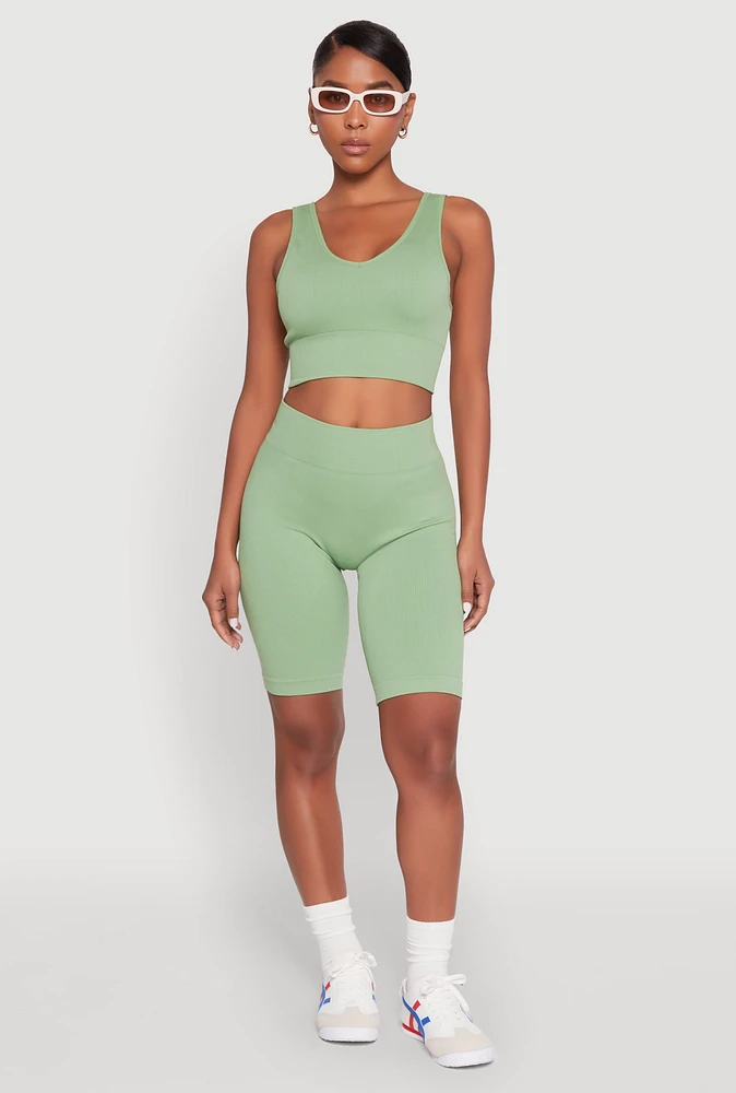 Womens Seamless High Waisted Bike Shorts,