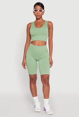 Womens Seamless High Waisted Bike Shorts,