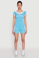 Womens Contrast Trim London Graphic Top,