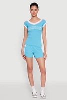 Womens Contrast Trim London Graphic Top, S