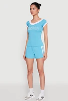 Womens Contrast Trim London Graphic Top,