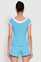 Womens Contrast Trim London Graphic Top,