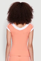 Womens Contrast Trim London Graphic Top, Orange, Size S