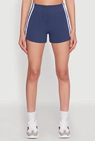 Womens High Waisted Varsity Stripe Bike Shorts,