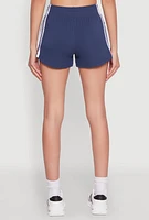 Womens High Waisted Varsity Stripe Bike Shorts,